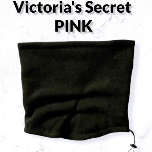 PINK Victoria's secret Black Fleece Face Mask Covering Gaiter NWT - Picture 2 of 8